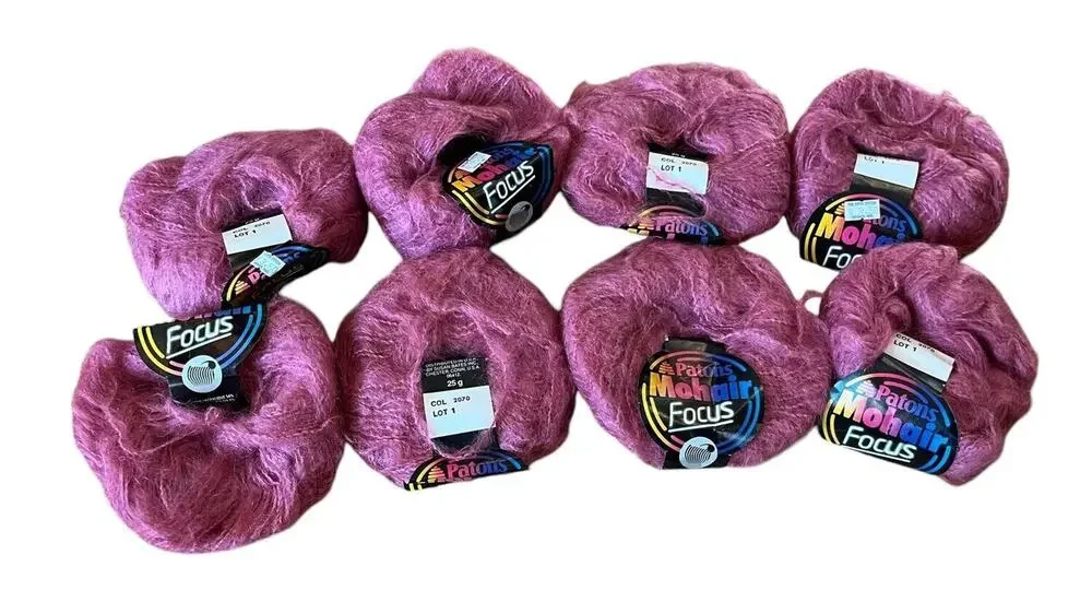 PATONS Mohair Blend Pink Mauve Yarn 8 Skeins 54% Mohair 4% Nylon 54% Acrylic